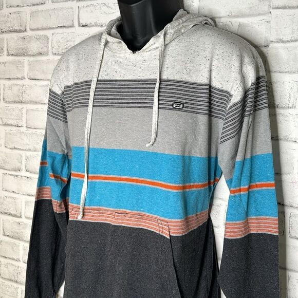 Billabong Striped Long Sleeve Hoodie Shirt Top Size Small Surfer Beach - Picture 3 of 6